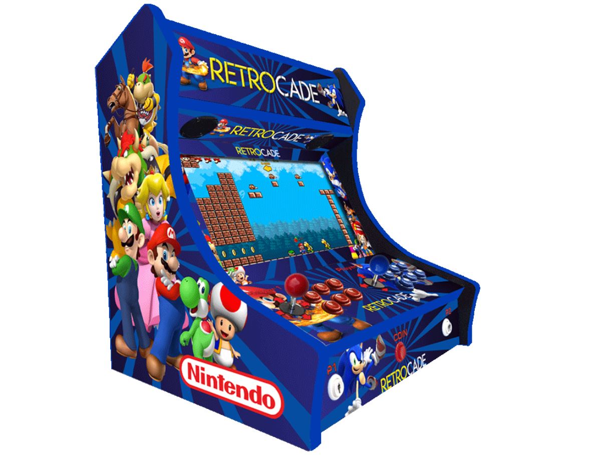 Our RetroCade bartop arcade machines are perfect for those who are limited for space, or simply prefer  a bartop arcade machine, our AG bartop machines contains a huge number of games, over  3100 classic retro arcade games as standard, and still contains our usual high-quality components  and our superior finish. You can customise your machines buttons, joysticks, and trim colour to make  your arcade machine a centre piece that fits in with your decor.