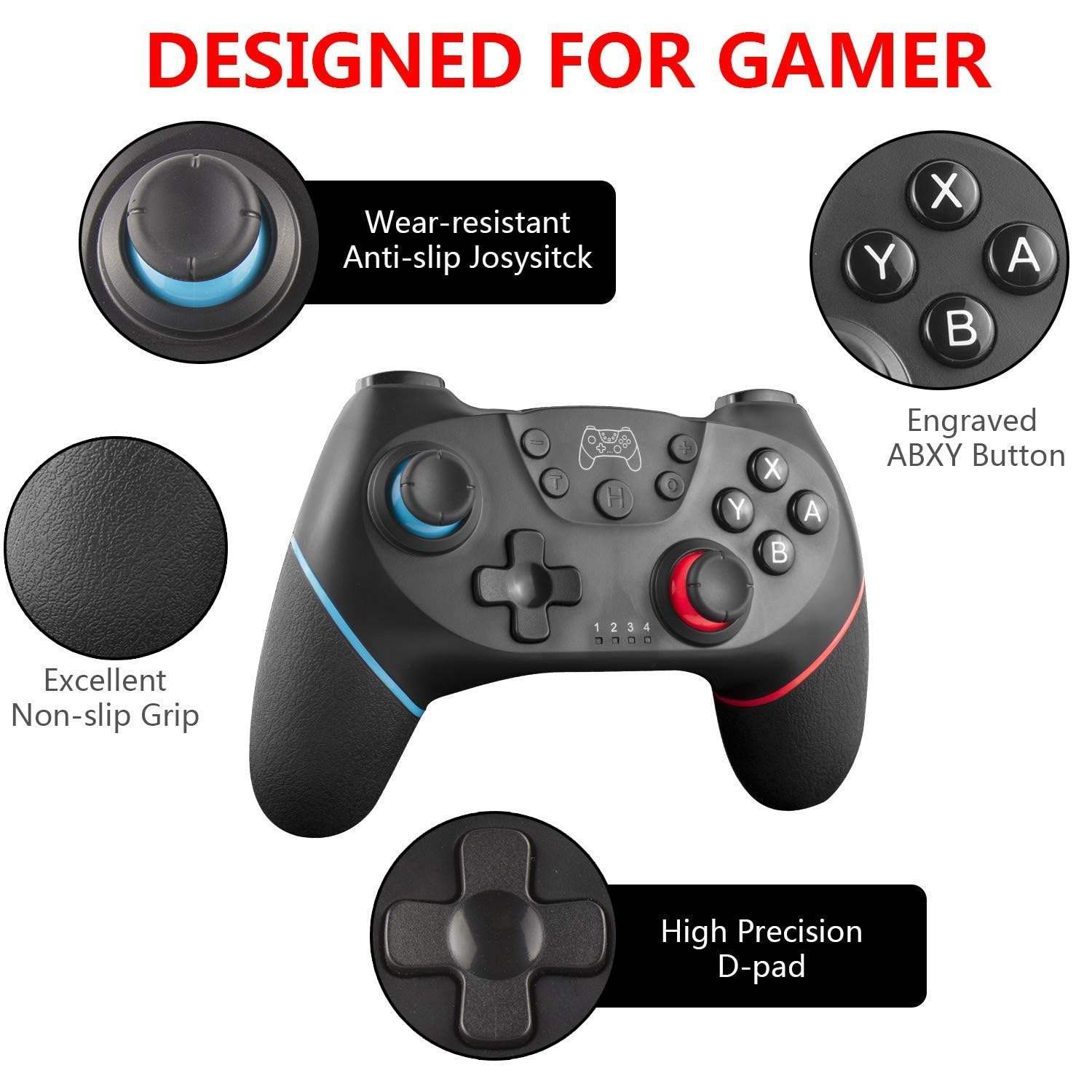 Wireless Controller for Nintendo Switch SW-Lite Pro Controller Remote Joystick Gamepad Supports Wake up, Gyro Axis, Turbo, Dual Vibration and Screenshot Function