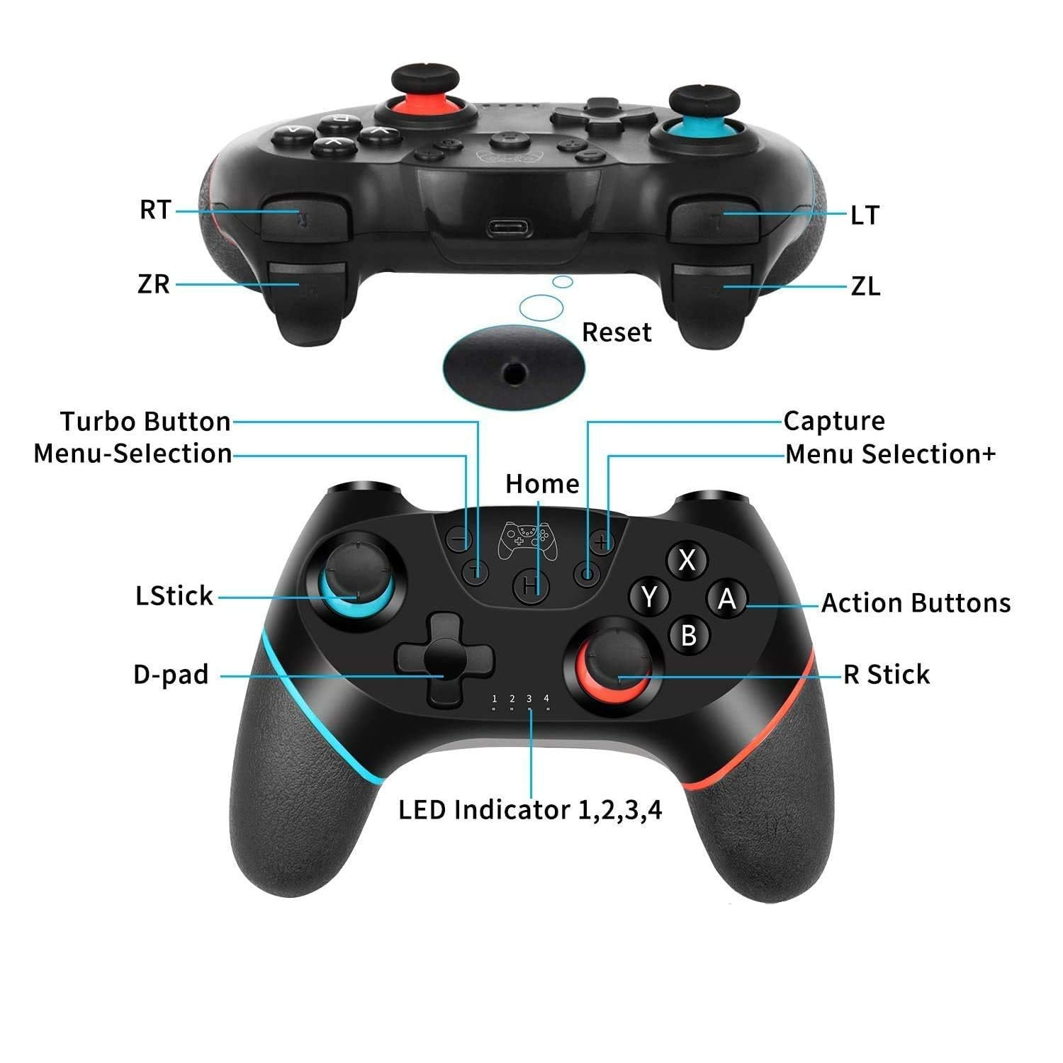 Wireless Controller for Nintendo Switch SW-Lite Pro Controller Remote Joystick Gamepad Supports Wake up, Gyro Axis, Turbo, Dual Vibration and Screenshot Function